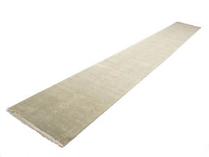 2'7 X 20'0 Hand Knotted Floral Aqua Green Wool Runner Rug
