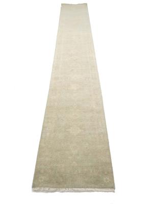 Muted Aqua Green Floral Transitional 3x18 Oriental Runner Rug