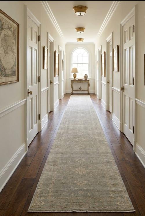 Muted Aqua Green Floral Transitional 3x18 Oriental Runner Rug