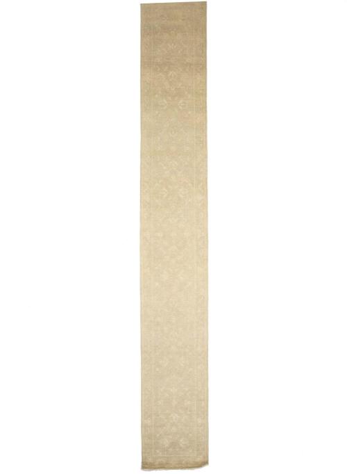 Muted Beige Floral 2'6X18 Transitional Oriental Runner Rug