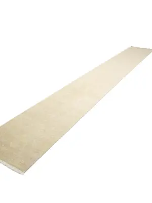 Muted Beige Floral 2'6X19'9 Transitional Oriental Runner Rug