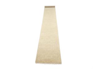 Muted Beige Floral 2'6X18'2 Transitional Oriental Runner Rug