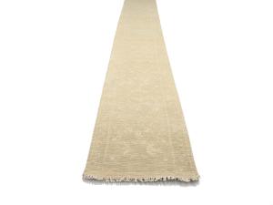 Muted Beige Floral 2'6X18'2 Transitional Oriental Runner Rug