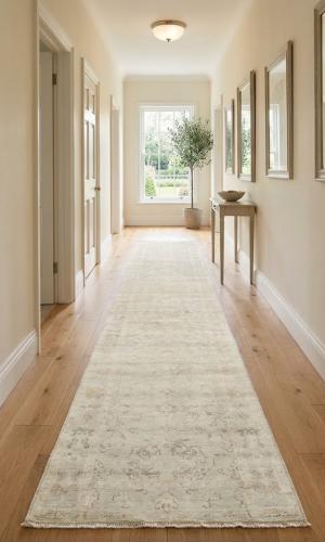 2'7 X 19'10 Transitional Hand Knotted Aqua Green Wool Runner Rug