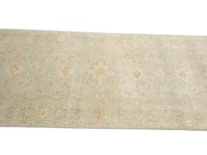 Muted Aqua Blue Floral 3x14 Transitional Oriental Runner Rug