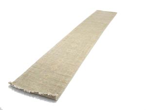 Muted Aqua Blue Floral 3x14 Transitional Oriental Runner Rug