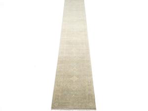 Muted Aqua Blue Floral 3x18 Transitional Oriental Runner Rug