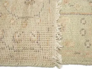 Muted Light Green Floral 2'7X17'10 Transitional Oriental Runner Rug