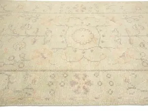 Muted Light Green Floral 2'7X17'10 Transitional Oriental Runner Rug
