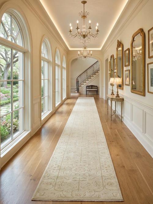 Muted Light Green Floral 2'7X17'10 Transitional Oriental Runner Rug