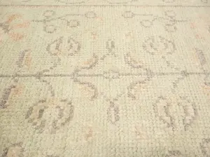 Muted Light Green Floral 2'7X17'10 Transitional Oriental Runner Rug