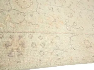 Muted Light Green Floral 2'7X17'10 Transitional Oriental Runner Rug