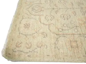 Muted Light Green Floral 2'7X17'10 Transitional Oriental Runner Rug