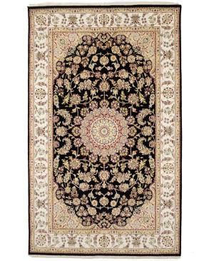 Black Floral 5x8 Indo-Nain Oriental Rug