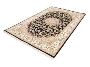 Black Floral 5x8 Indo-Nain Oriental Rug