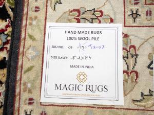 Black Floral 5x8 Indo-Nain Oriental Rug