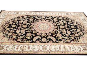 Black Floral 5x8 Indo-Nain Oriental Rug