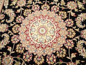 Black Floral 5x8 Indo-Nain Oriental Rug