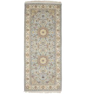 Light Blue Floral 2'8X6'3 Indo-Nain Oriental Runner Rug