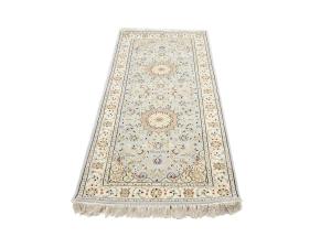 Light Blue Floral 2'8X6'3 Indo-Nain Oriental Runner Rug