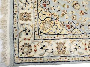 Light Blue Floral 2'8X6'3 Indo-Nain Oriental Runner Rug