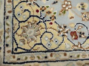 Light Blue Floral 2'8X6'3 Indo-Nain Oriental Runner Rug