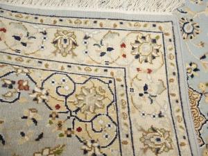 Light Blue Floral 2'8X6'3 Indo-Nain Oriental Runner Rug