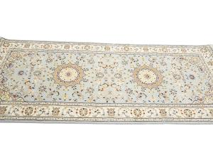 Light Blue Floral 2'8X6'3 Indo-Nain Oriental Runner Rug