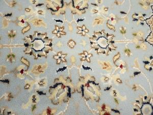 Light Blue Floral 2'8X6'3 Indo-Nain Oriental Runner Rug