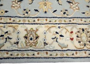 Light Blue Floral 2'8X6'3 Indo-Nain Oriental Runner Rug