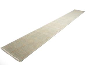 Muted Aqua Blue Floral Transitional 3X19 Oriental Runner Rug