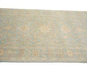 Muted Aqua Blue Floral Transitional 3X19 Oriental Runner Rug