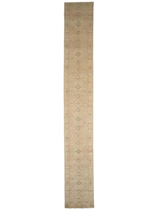 Muted Pinkish Beige Floral 2'6X17'10 Transitional Oriental Runner Rug