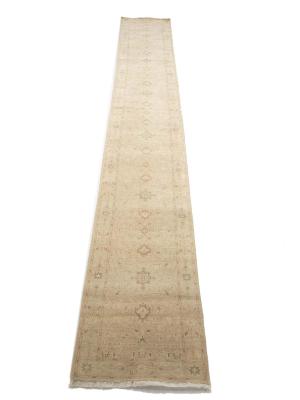 Muted Pinkish Beige Floral 2'6X17'10 Transitional Oriental Runner Rug
