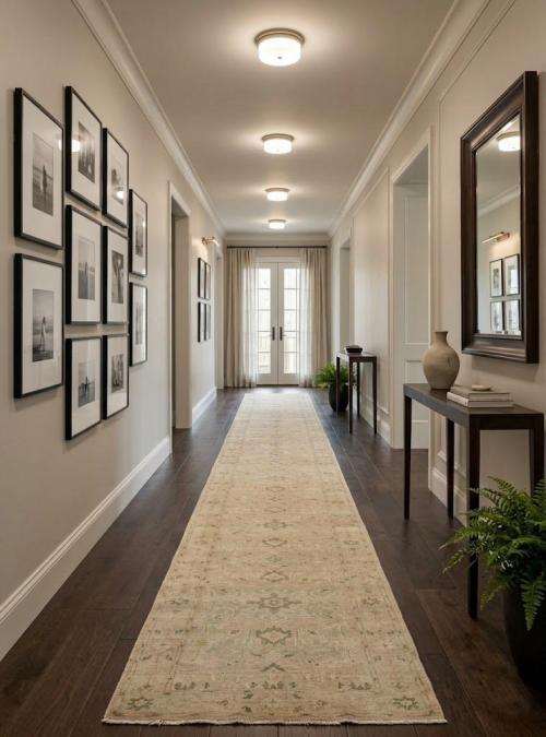 Muted Pinkish Beige Floral 2'6X17'10 Transitional Oriental Runner Rug