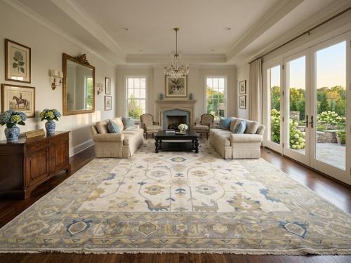 Muted Ivory Floral 14x20 Oushak Oriental Rug