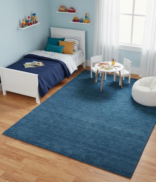 Blue Modern Solid 6X8 Hand-Loomed Oriental Rug