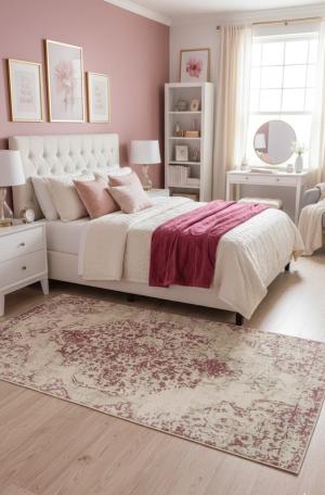 4'10 X 7'10 Cream Distressed Hand-Loomed Modern Wool Rug