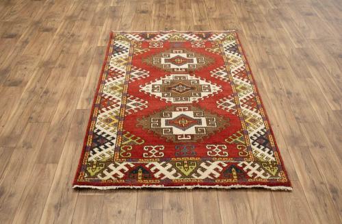 4'0 x 6'1 Hand Knotted Kazak Geometric Modern Pakistan Rug