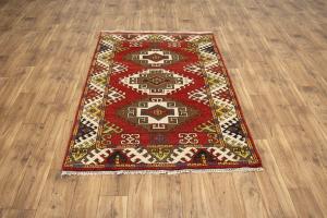 4'0 x 6'1 Hand Knotted Kazak Geometric Modern Pakistan Rug