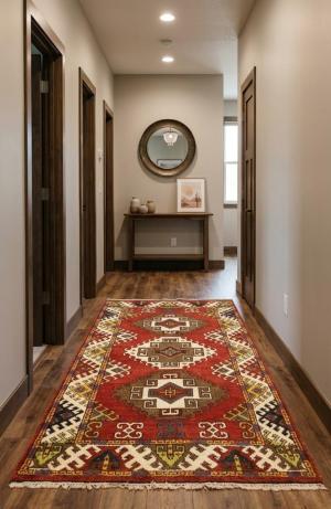 4'0 x 6'1 Hand Knotted Kazak Geometric Modern Pakistan Rug
