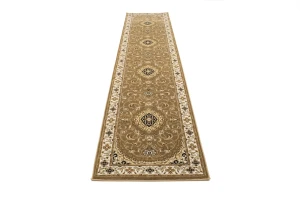 Brown Floral Oriental Style 3X12 Machine-Made Runner Rug