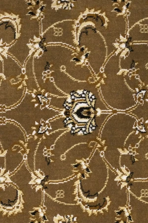 Brown Floral Oriental Style 3X12 Machine-Made Runner Rug