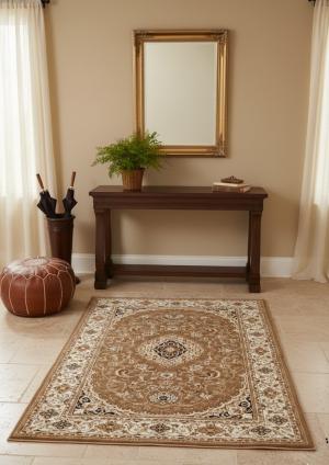 4'2 X 6'1 Machine-Made Floral Oriental Polypropylene Rug