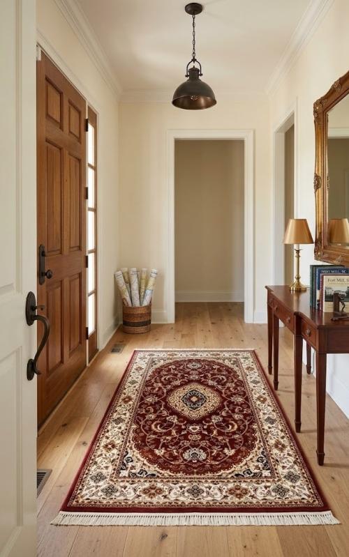 Red Floral Oriental Style 4X6 Machine-Made Rug