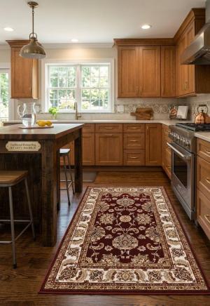 Red Floral Oriental Style 4X6 Machine-Made Rug