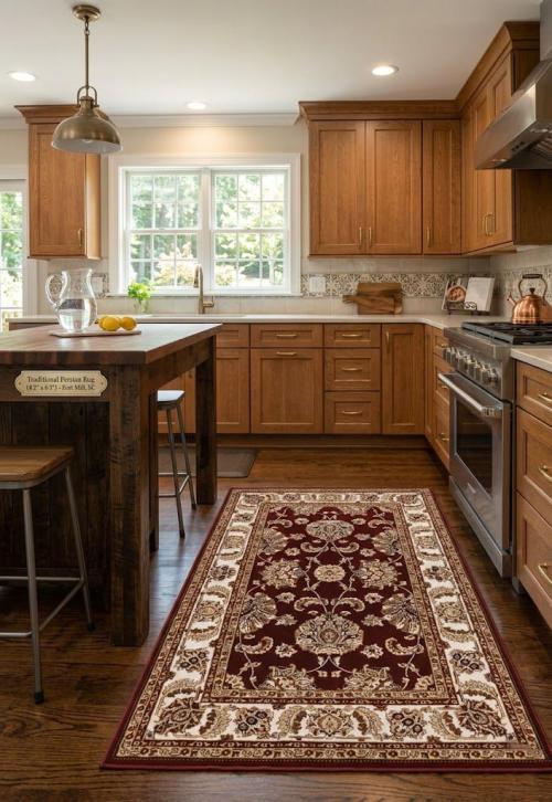 Red Floral Oriental Style 4X6 Machine-Made Rug