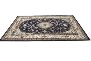 Navy Floral Oriental Style 5X8 Machine-Made Rug