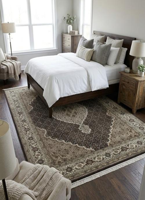 Black Floral 6X8 Tabriz Fish Mahi Oriental Rug