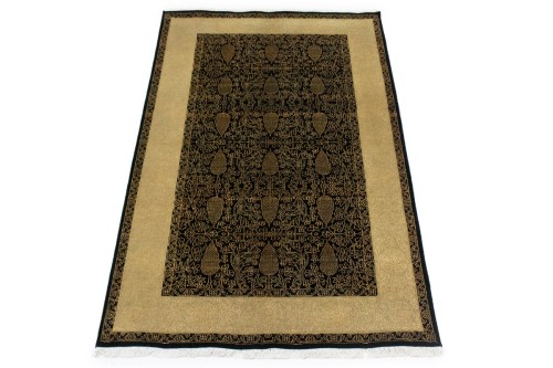 Black Floral 5' x 8' Modern Oriental Rug